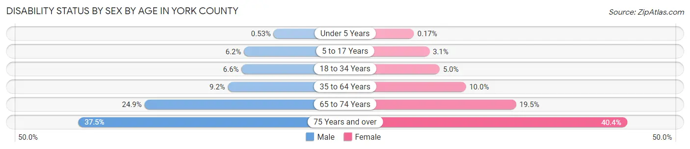 Disability Status by Sex by Age in York County