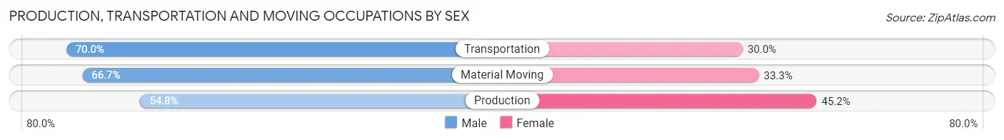Production, Transportation and Moving Occupations by Sex in Bennett County