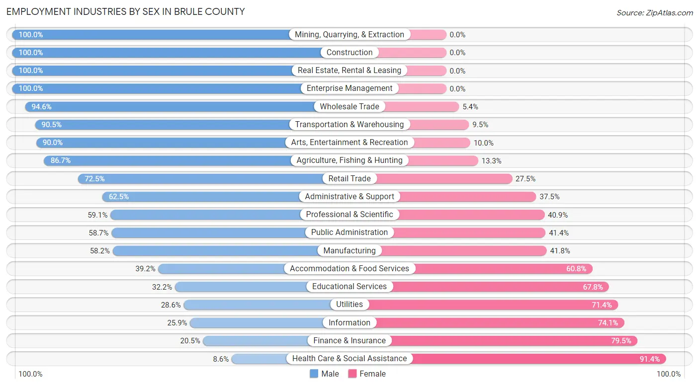 Employment Industries by Sex in Brule County