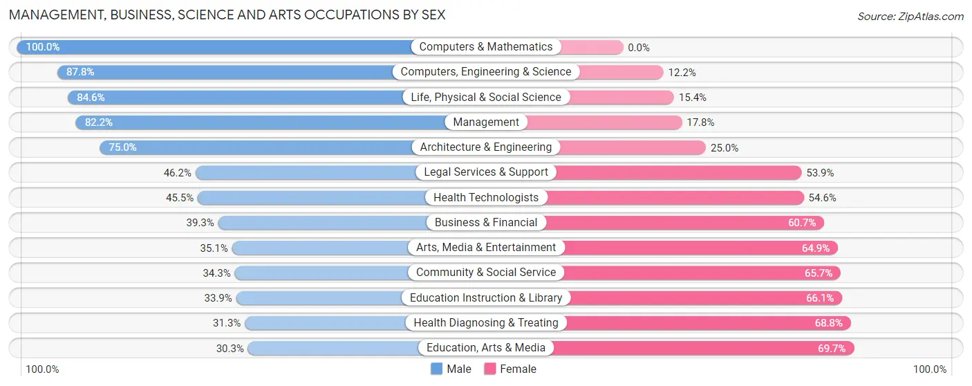 Management, Business, Science and Arts Occupations by Sex in Brule County