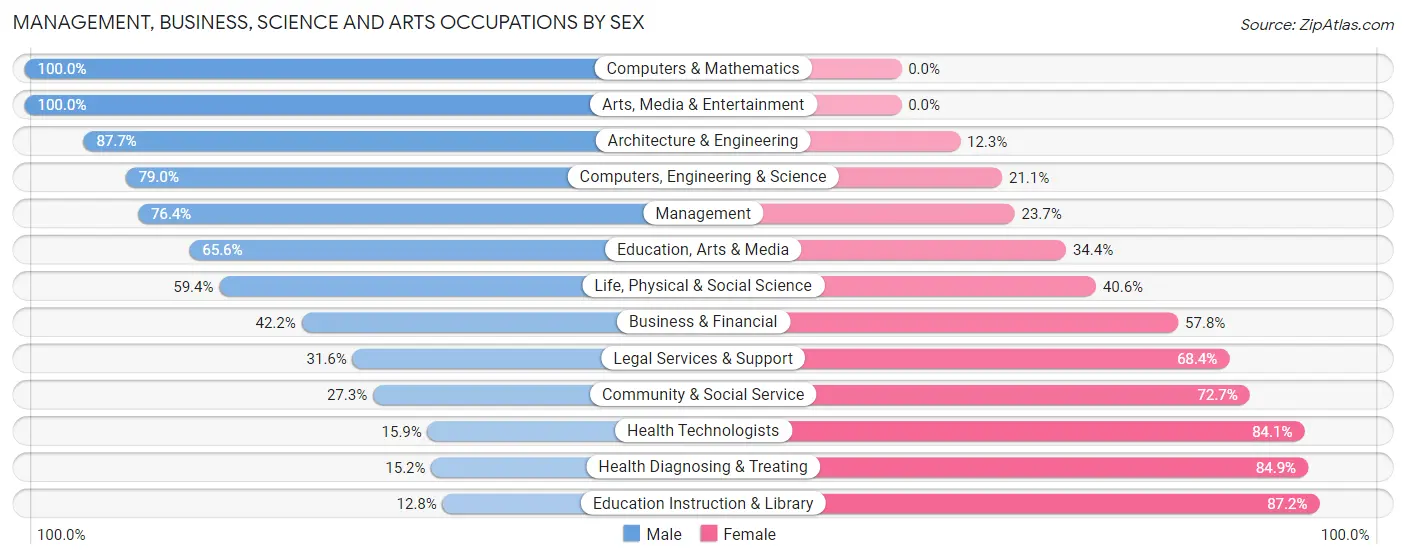 Management, Business, Science and Arts Occupations by Sex in Day County