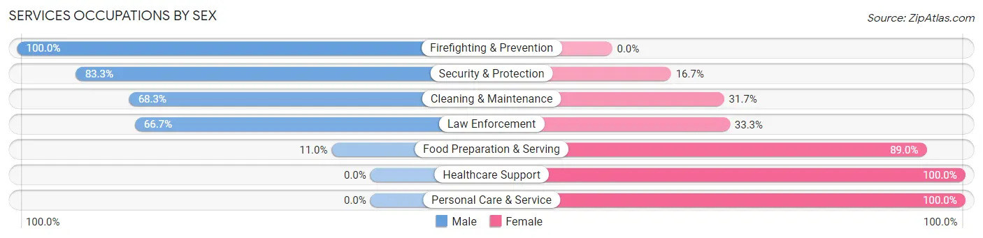 Services Occupations by Sex in Deuel County