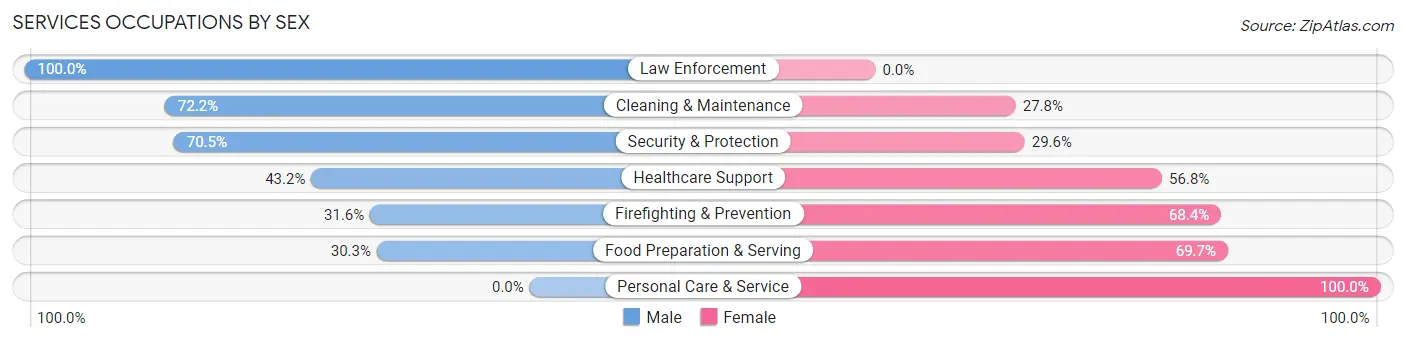 Services Occupations by Sex in Dewey County