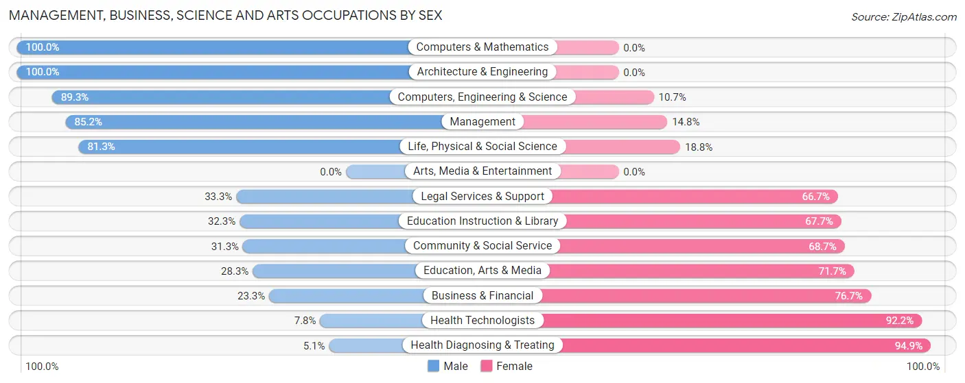 Management, Business, Science and Arts Occupations by Sex in Hand County