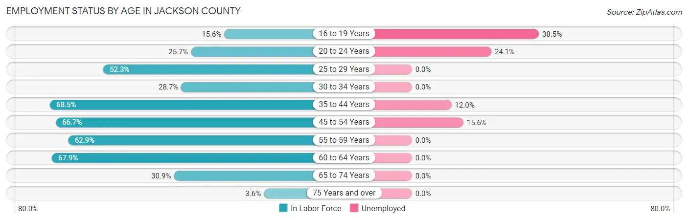 Employment Status by Age in Jackson County