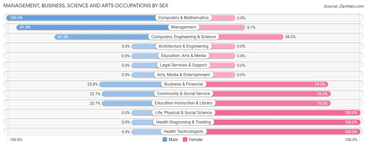 Management, Business, Science and Arts Occupations by Sex in Jerauld County
