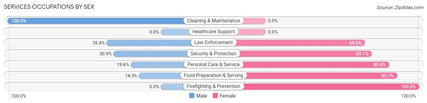 Services Occupations by Sex in Stanley County