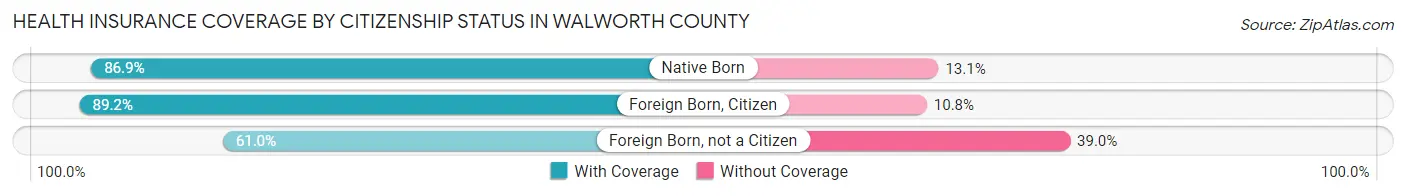 Health Insurance Coverage by Citizenship Status in Walworth County