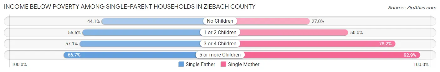 Income Below Poverty Among Single-Parent Households in Ziebach County