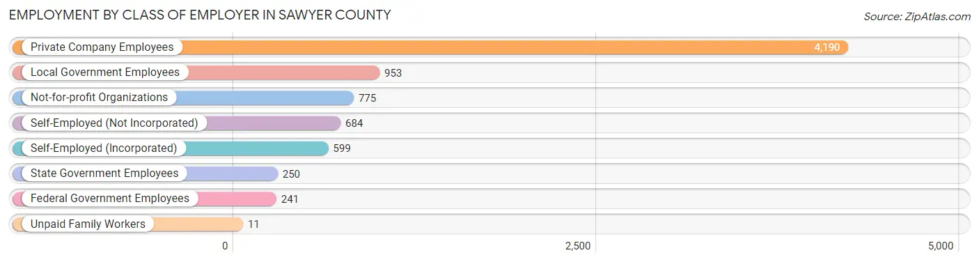 Employment by Class of Employer in Sawyer County