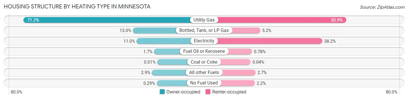 Housing Structure by Heating Type in Minnesota