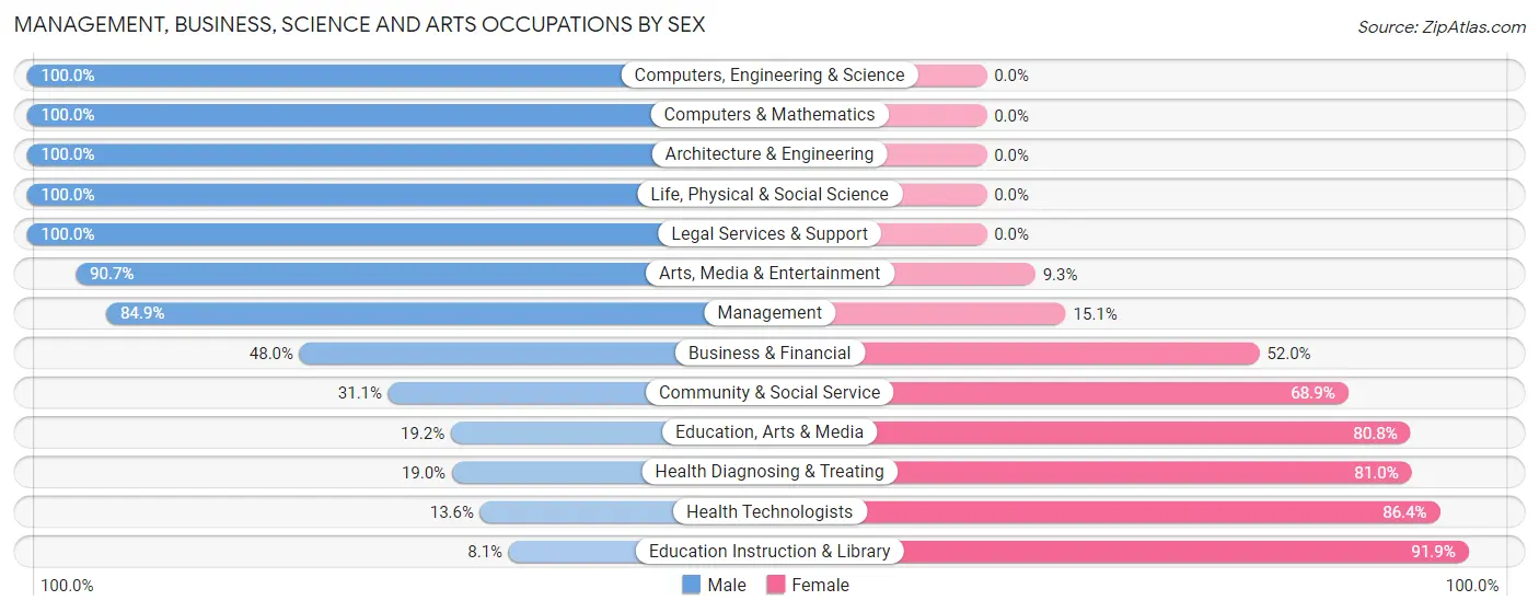 Management, Business, Science and Arts Occupations by Sex in Zip Code 00601