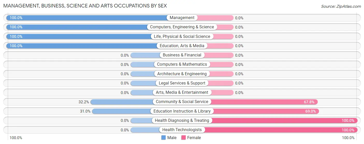 Management, Business, Science and Arts Occupations by Sex in Zip Code 00606