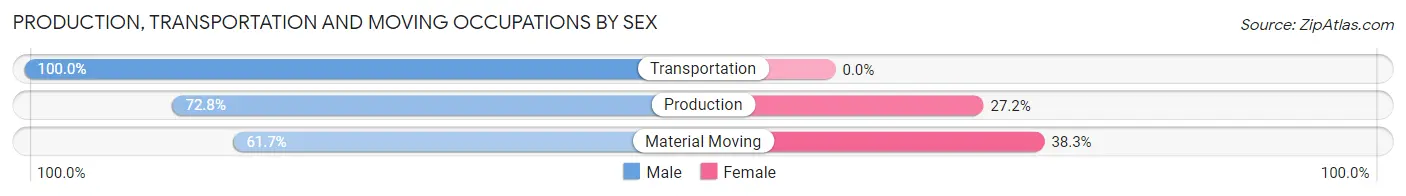 Production, Transportation and Moving Occupations by Sex in Zip Code 00616