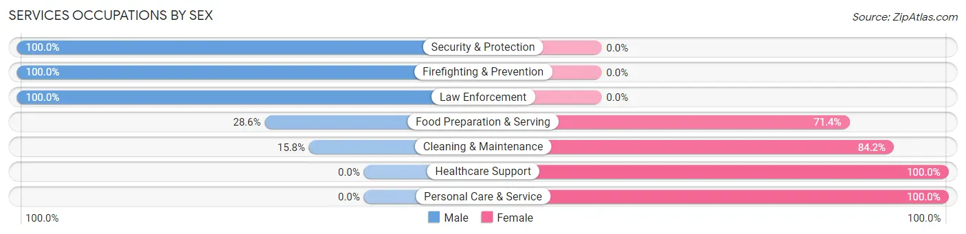 Services Occupations by Sex in Zip Code 00622
