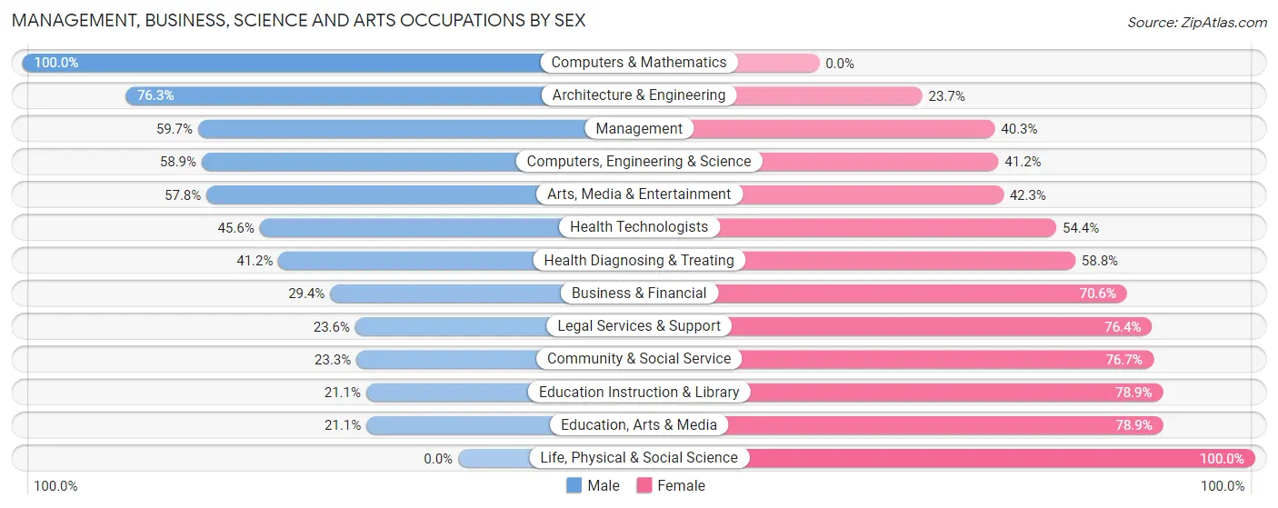 Management, Business, Science and Arts Occupations by Sex in Zip Code 00623