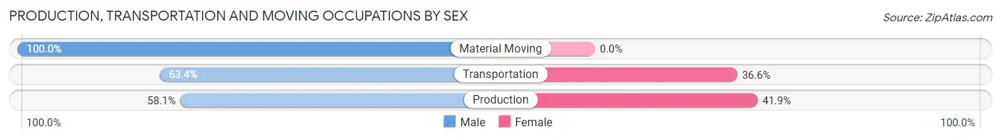 Production, Transportation and Moving Occupations by Sex in Zip Code 00624