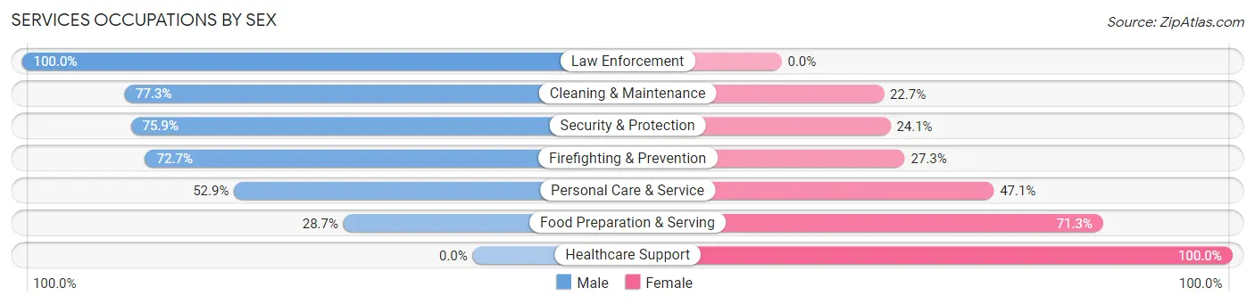Services Occupations by Sex in Zip Code 00638