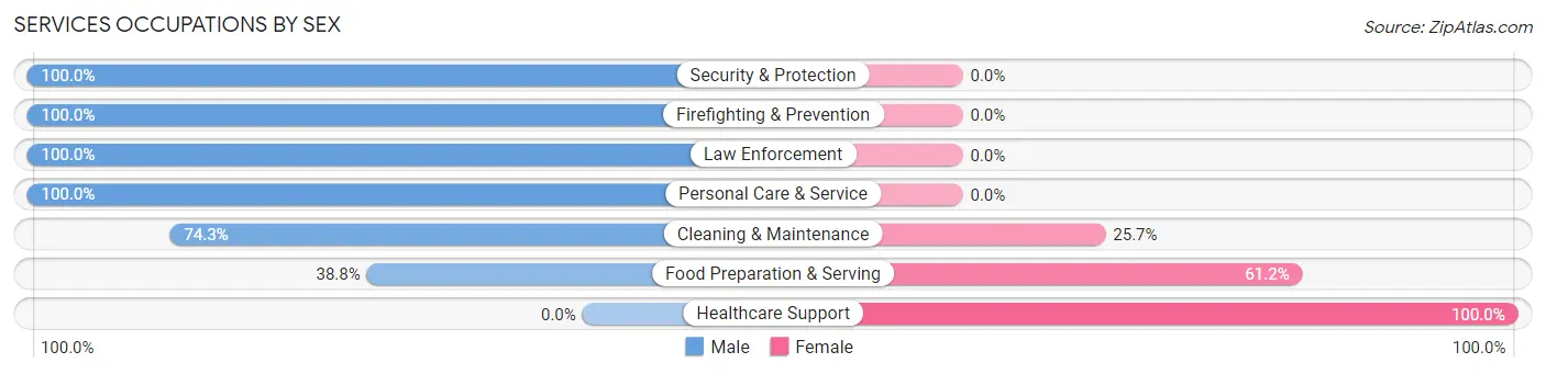 Services Occupations by Sex in Zip Code 00664