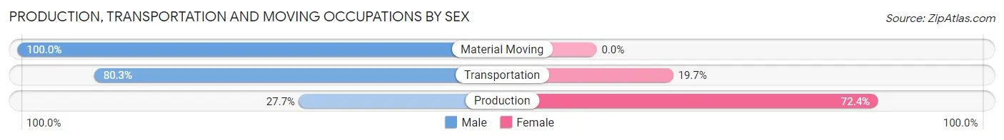 Production, Transportation and Moving Occupations by Sex in Zip Code 00667
