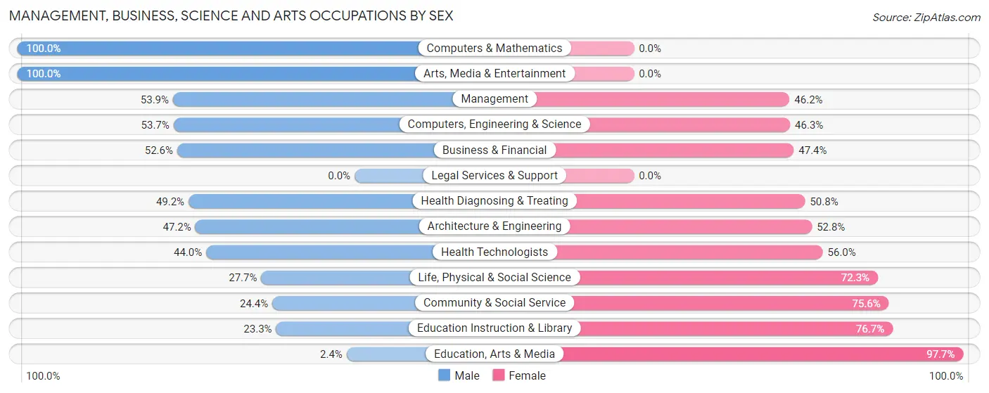 Management, Business, Science and Arts Occupations by Sex in Zip Code 00669
