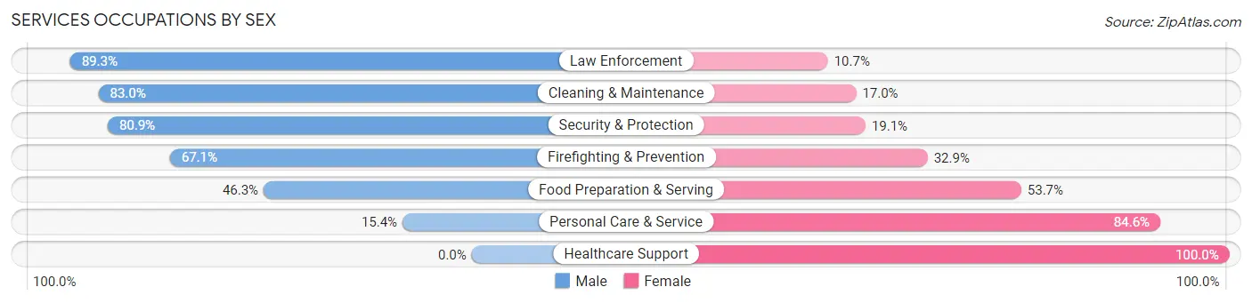 Services Occupations by Sex in Zip Code 00678