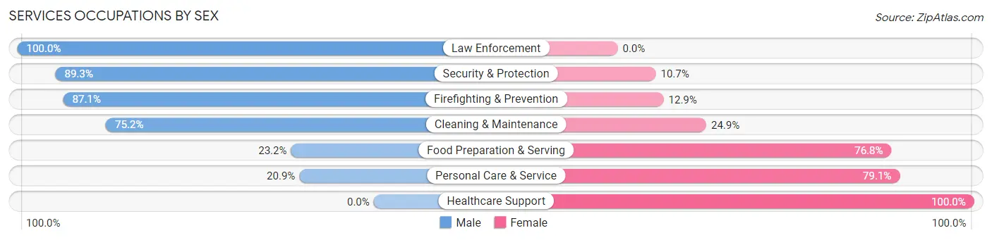 Services Occupations by Sex in Zip Code 00707