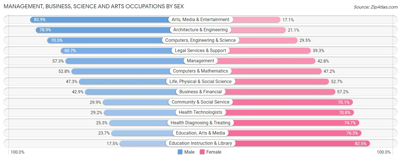 Management, Business, Science and Arts Occupations by Sex in Zip Code 00725