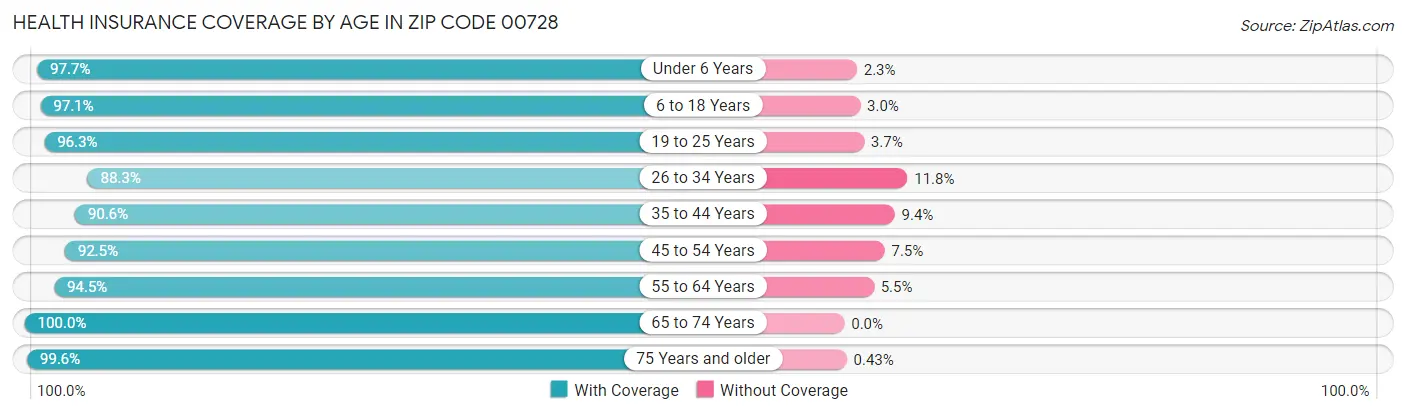 Health Insurance Coverage by Age in Zip Code 00728