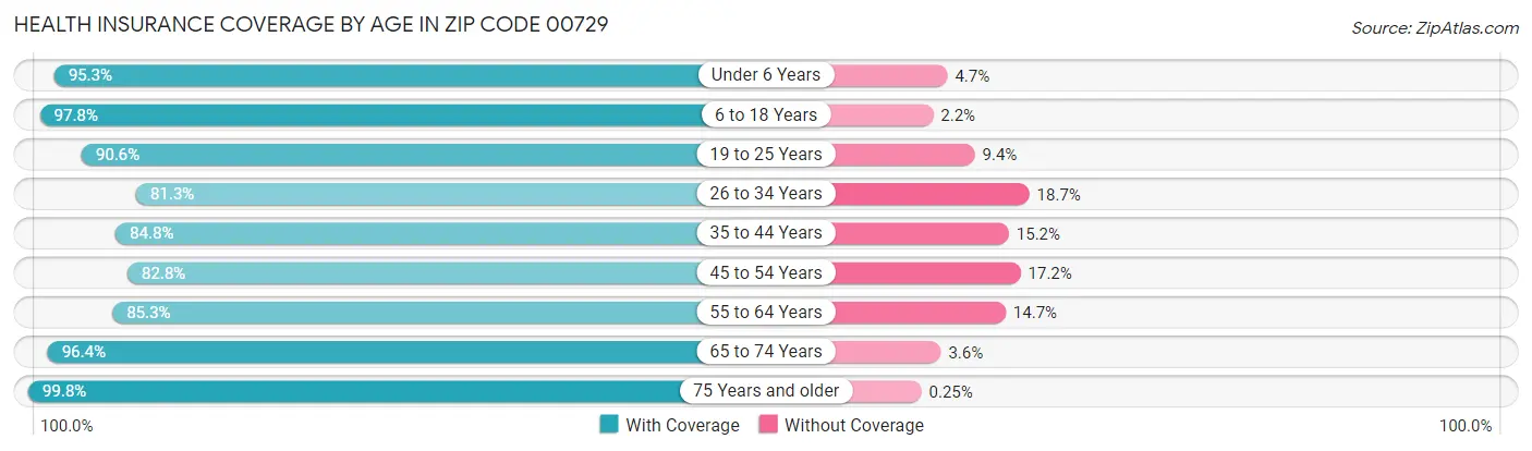 Health Insurance Coverage by Age in Zip Code 00729