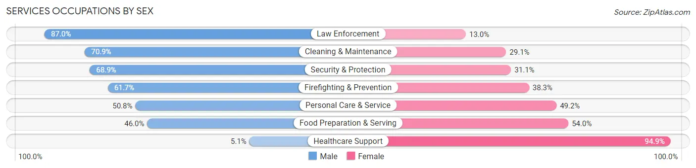 Services Occupations by Sex in Zip Code 00729