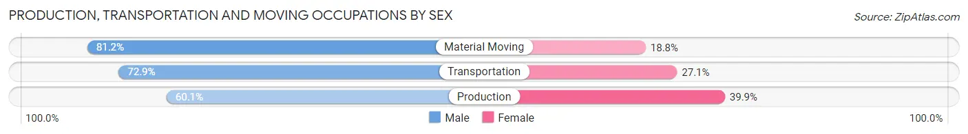 Production, Transportation and Moving Occupations by Sex in Zip Code 00730