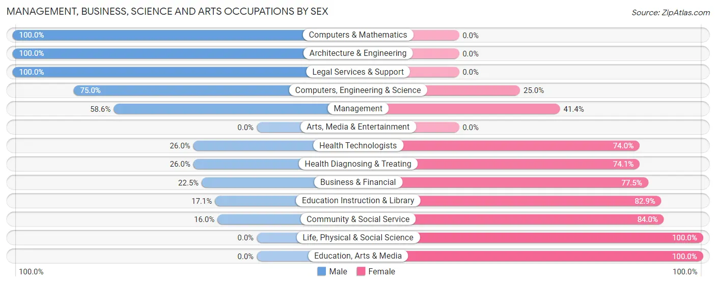 Management, Business, Science and Arts Occupations by Sex in Zip Code 00731