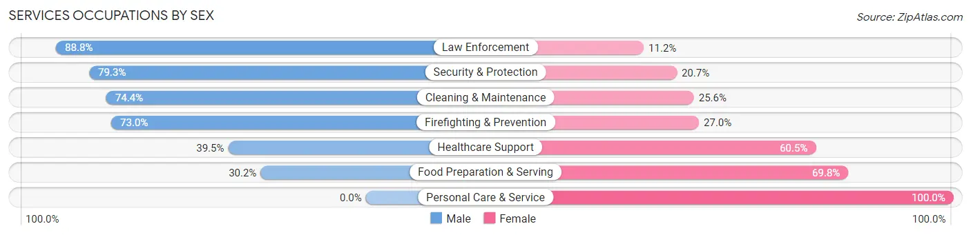 Services Occupations by Sex in Zip Code 00735
