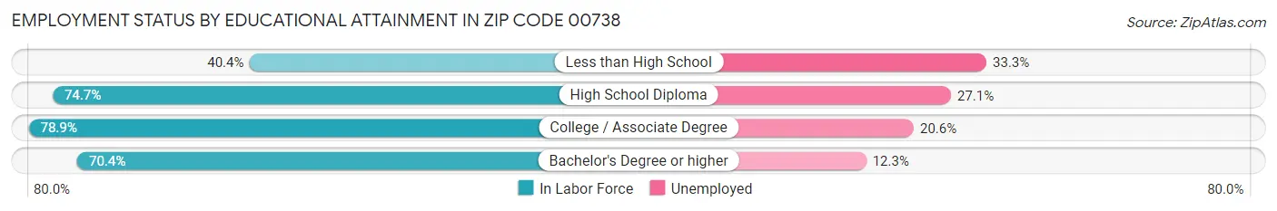 Employment Status by Educational Attainment in Zip Code 00738