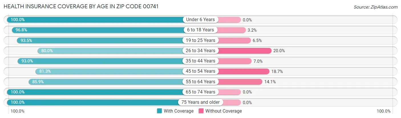 Health Insurance Coverage by Age in Zip Code 00741