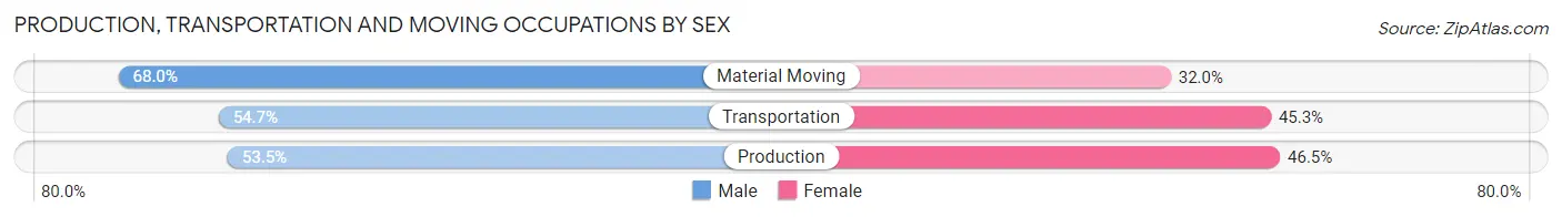 Production, Transportation and Moving Occupations by Sex in Zip Code 00777