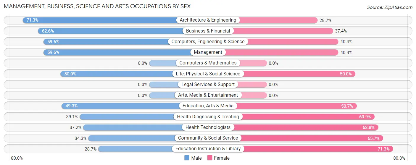 Management, Business, Science and Arts Occupations by Sex in Zip Code 00780