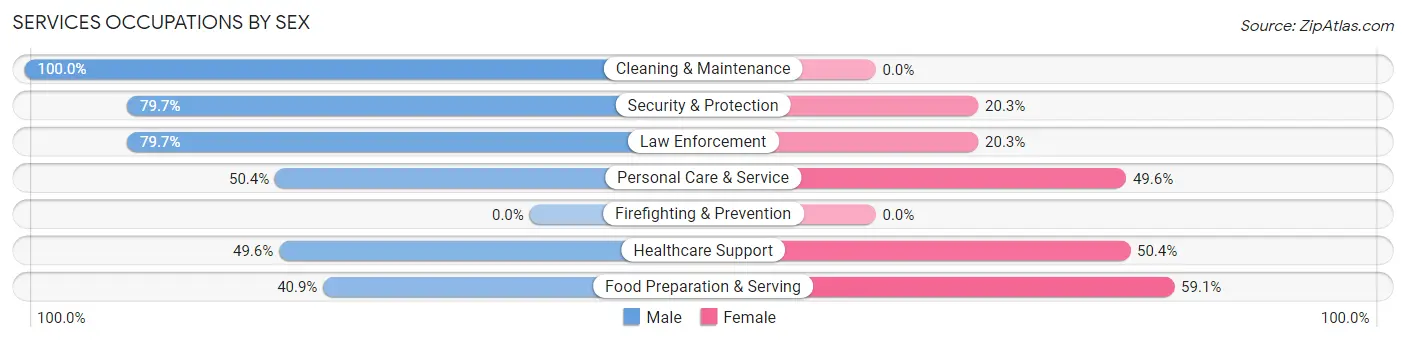 Services Occupations by Sex in Zip Code 00780