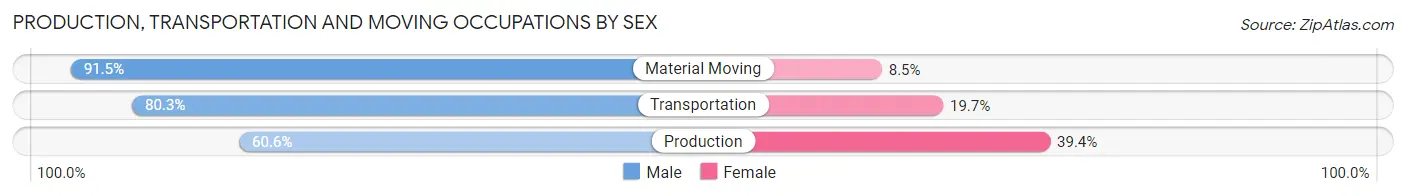 Production, Transportation and Moving Occupations by Sex in Zip Code 00791