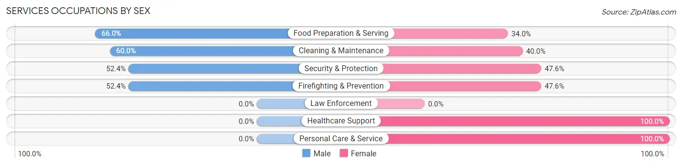 Services Occupations by Sex in Zip Code 00909