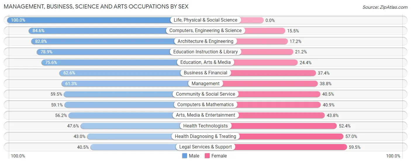 Management, Business, Science and Arts Occupations by Sex in Zip Code 00911