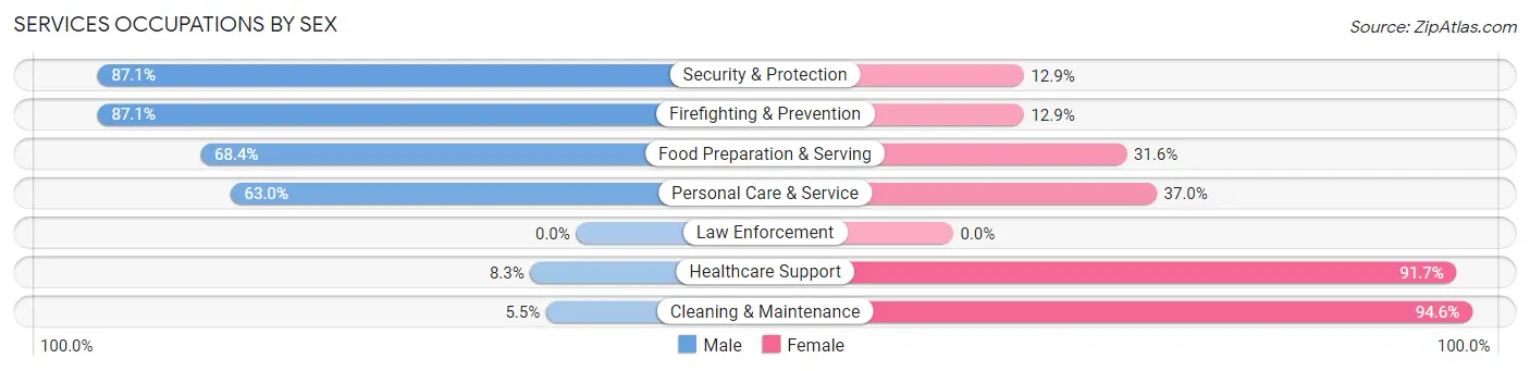 Services Occupations by Sex in Zip Code 00911