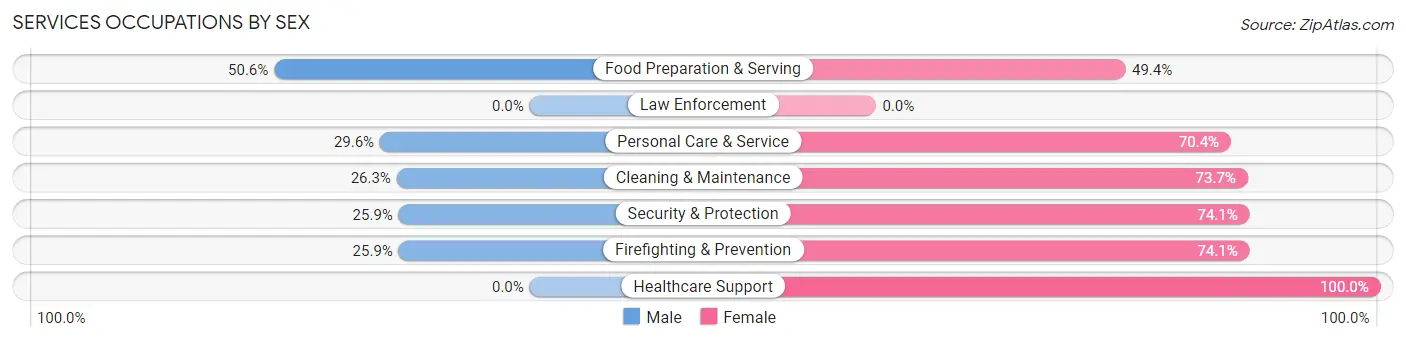 Services Occupations by Sex in Zip Code 00913
