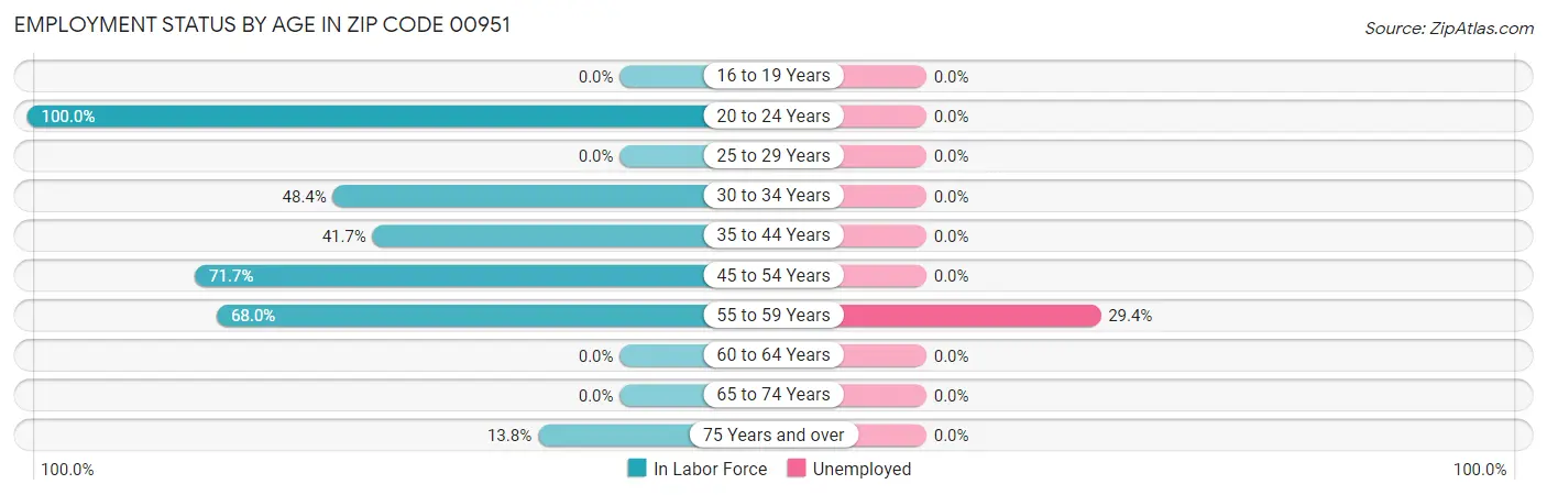 Employment Status by Age in Zip Code 00951