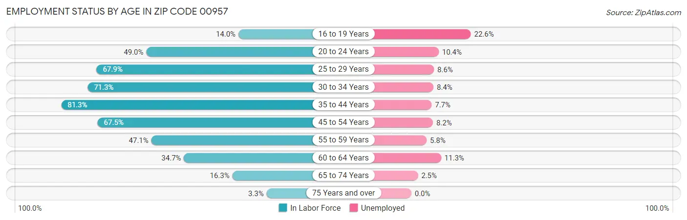 Employment Status by Age in Zip Code 00957