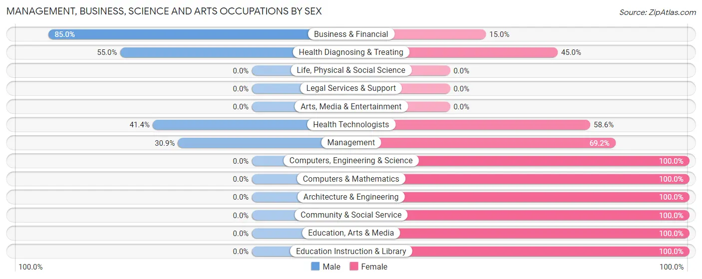 Management, Business, Science and Arts Occupations by Sex in Zip Code 00965
