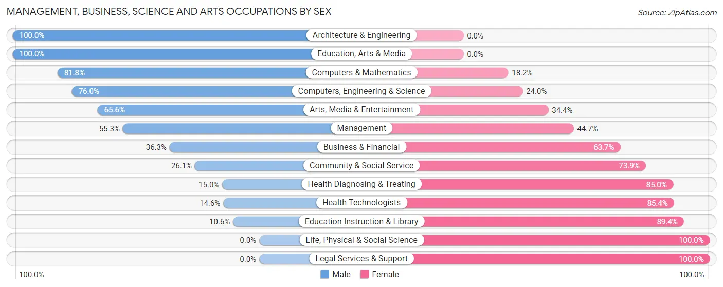 Management, Business, Science and Arts Occupations by Sex in Zip Code 00982