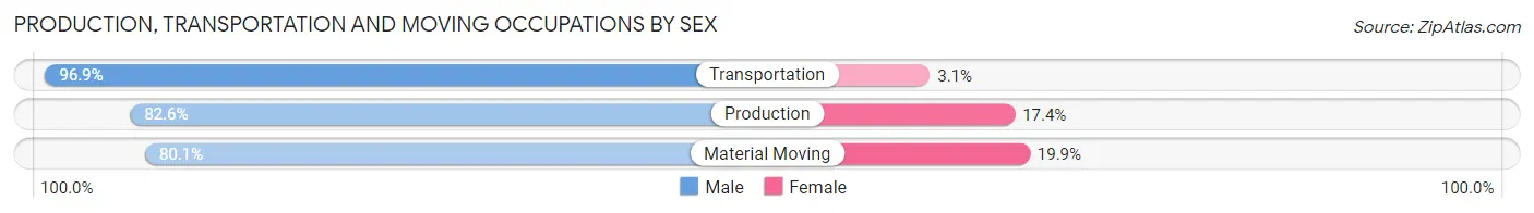 Production, Transportation and Moving Occupations by Sex in Zip Code 00987