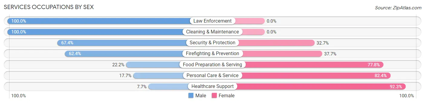 Services Occupations by Sex in Zip Code 01010